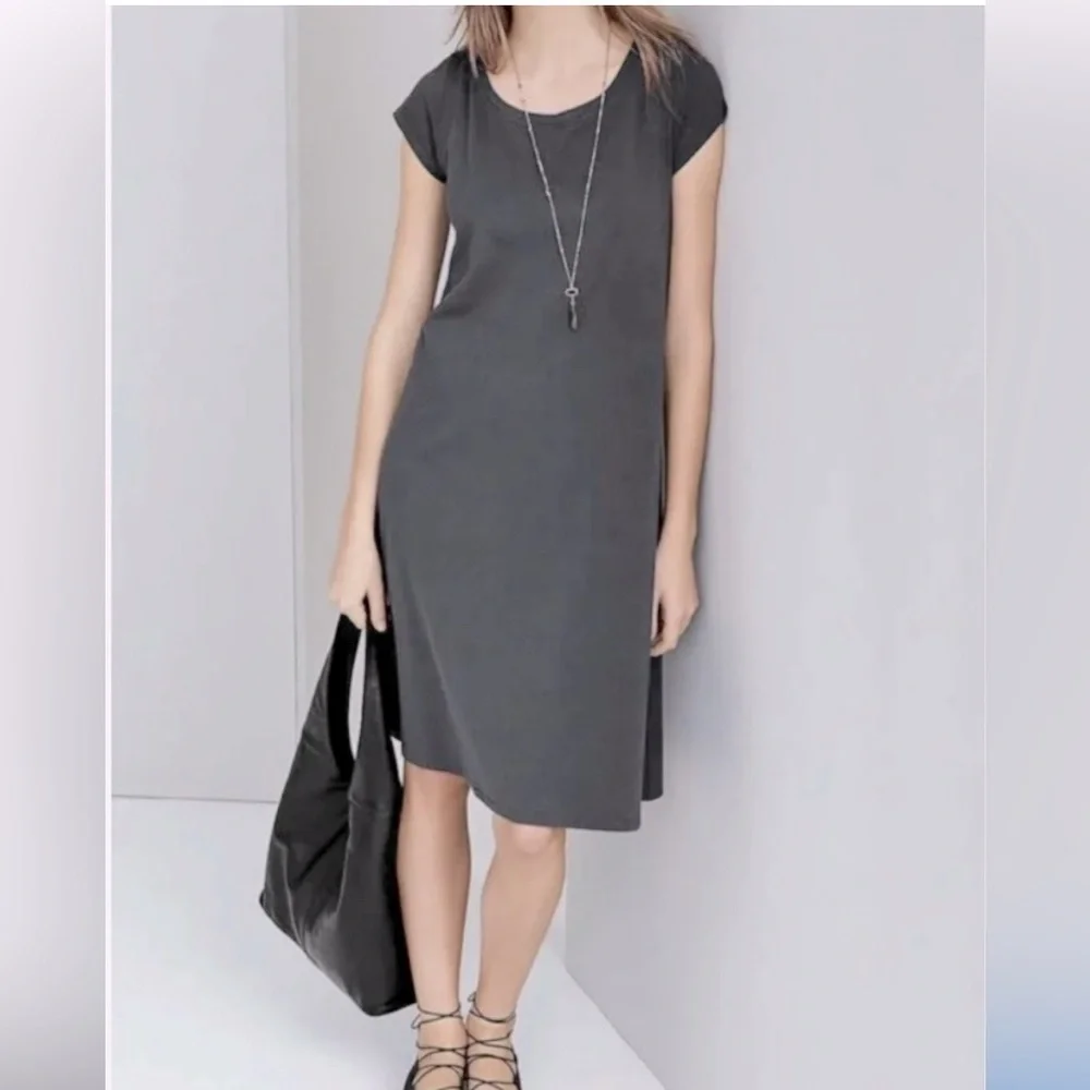 Eileen Fisher Organic Cotton Gray T-Shirt Dress Size XS